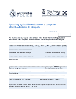 Appeal Against Complaint Outcome