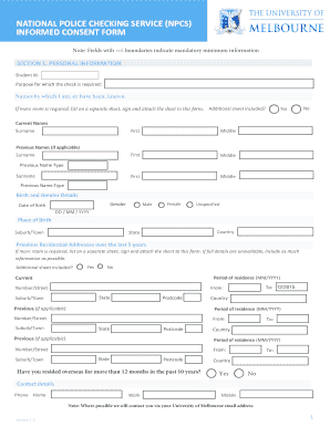 National Police Check Informed Consent Form