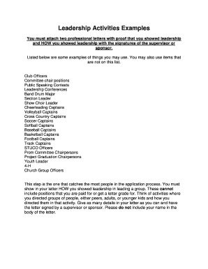 Leadership Activities Letter Template
