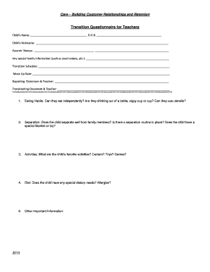 Teacher Transition Questionnaire