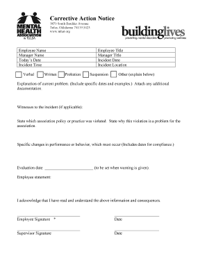 Corrective Action Notice