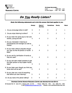Do You Really Listen Self-Assessment Form