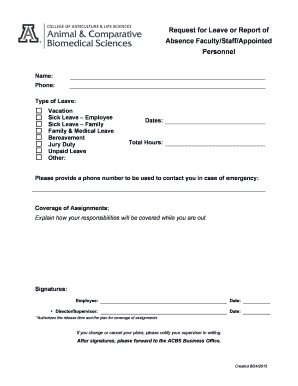 Request for Leave or Report of Absence