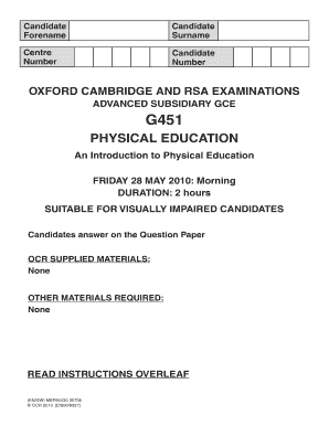 G451 Physical Education Exam