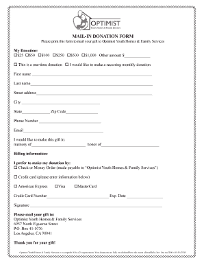 Mail-In Donation Form
