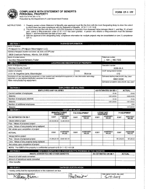 Compliance with Statement of Benefits Form CF-1
