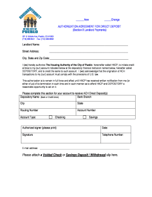 Authorization Agreement for Direct Deposit