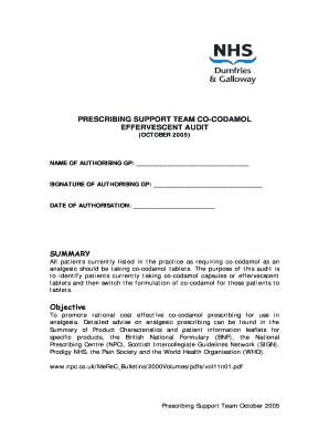 Co-Codamol Prescribing Audit Form