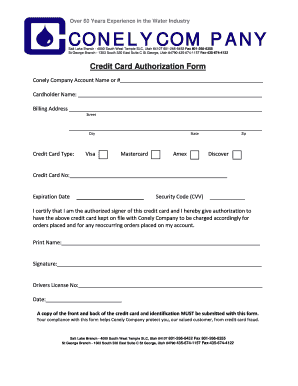 Credit Card Authorization Form