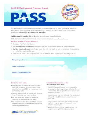 IHRSA Passport Program Guest Form
