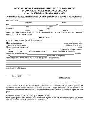 DICHIARAZIONE SOSTITUTIVA DELL’ATTO DI NOTORIETA’