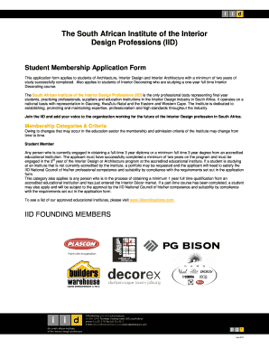 South African Student Membership Application Form