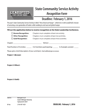State Community Service Activity Recognition Form