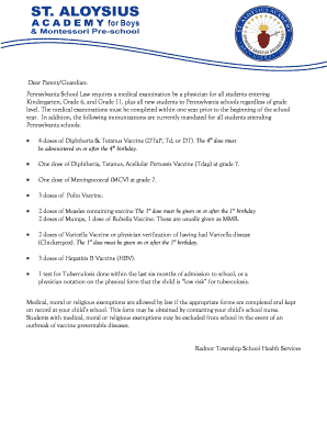 Pennsylvania School Physical Examination Form