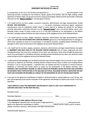 Balloon Activity Liability Waiver