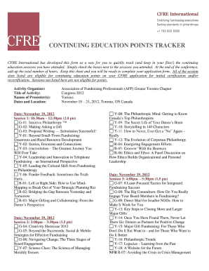 CFRE Continuing Education Points Tracker