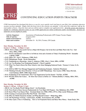 CFRE Continuing Education Points Tracker