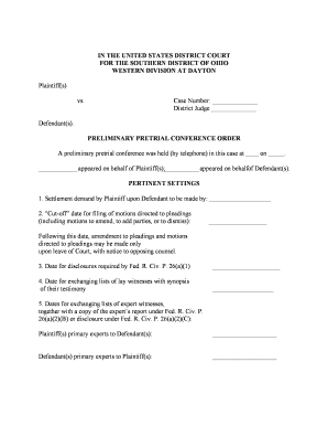Preliminary Pretrial Conference Order