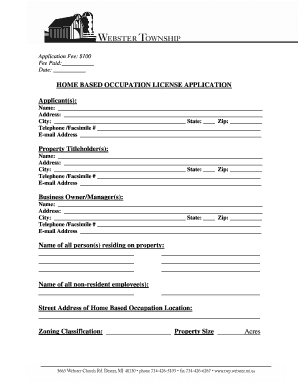 Home Based Occupation License Application
