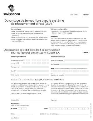Formulaire d'autorisation de débit Swisscom