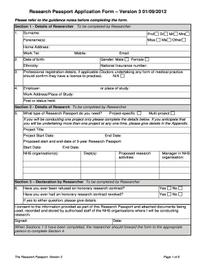 Research Passport Application Form