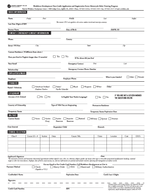 Motorcycle Rider Training Program Application Form