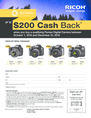 Pentax Camera Rebate Form