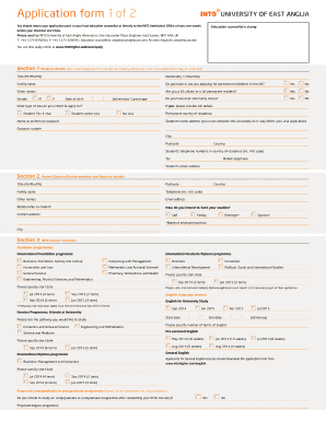 INTO University of East Anglia Application Form