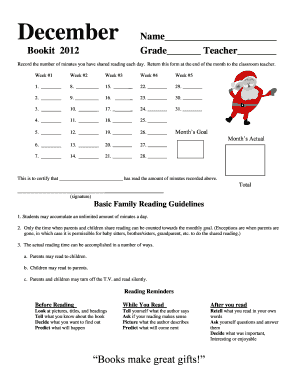 December Reading Log Form