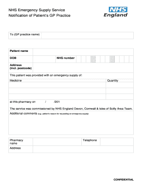 NHS Emergency Supply Service Notification