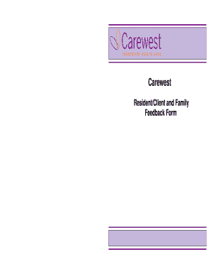 Carewest Resident Feedback Form
