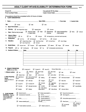 Adult Client Intake Eligibility Form