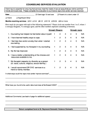 Counseling Services Evaluation Form