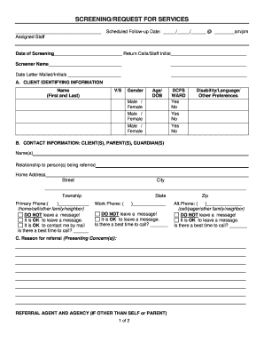 Screening Request for Services Form
