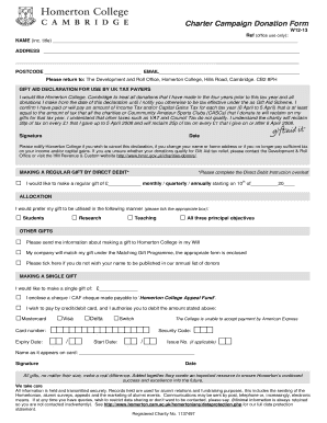 Homerton College UK Donation Form