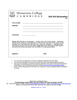 UK Gift Aid Declaration Form