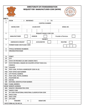 NATO Manufacturer Code Request Form