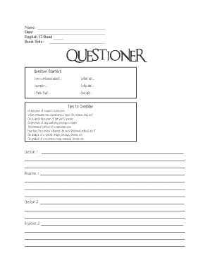 English Literature Discussion Form