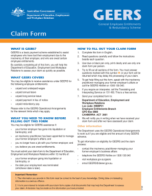 General Employee Entitlements & Redundancy Scheme Claim Form