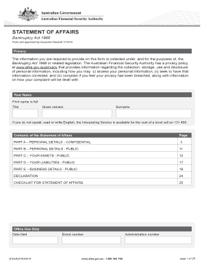 Statement of Affairs Form