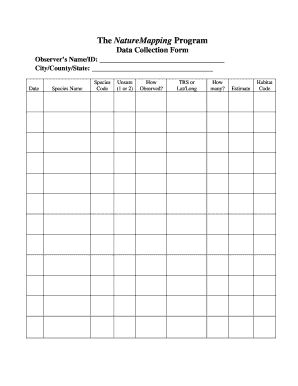NatureMapping Program Data Collection Form