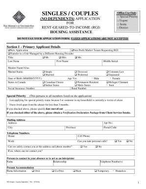 RGI Housing Assistance Application