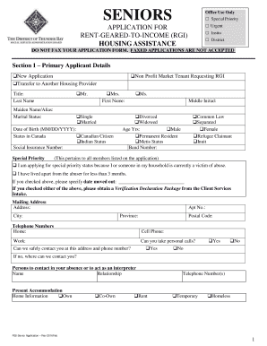 Rent-Geared-to-Income Housing Application