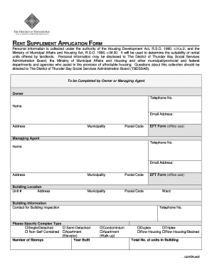 Rent Supplement Application Form