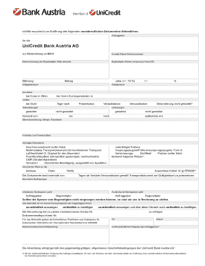 Anfrage auf Eröffnung eines unwiderruflichen Dokumentenakkreditives
