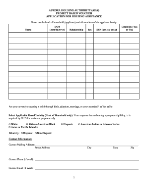 Aurora Housing Authority Project Based Voucher Application