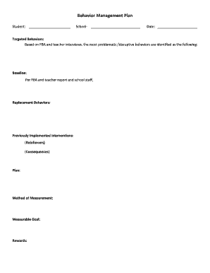 Behavior Management Plan