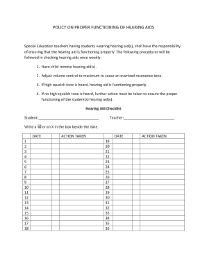 Hearing Aid Functioning Policy