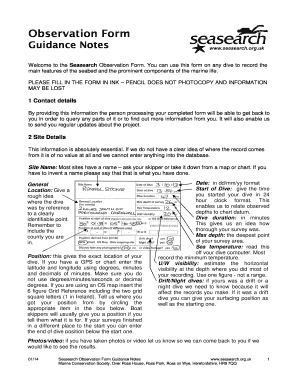 Seasearch Observation Form