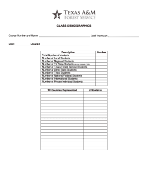 Class Demographics Form